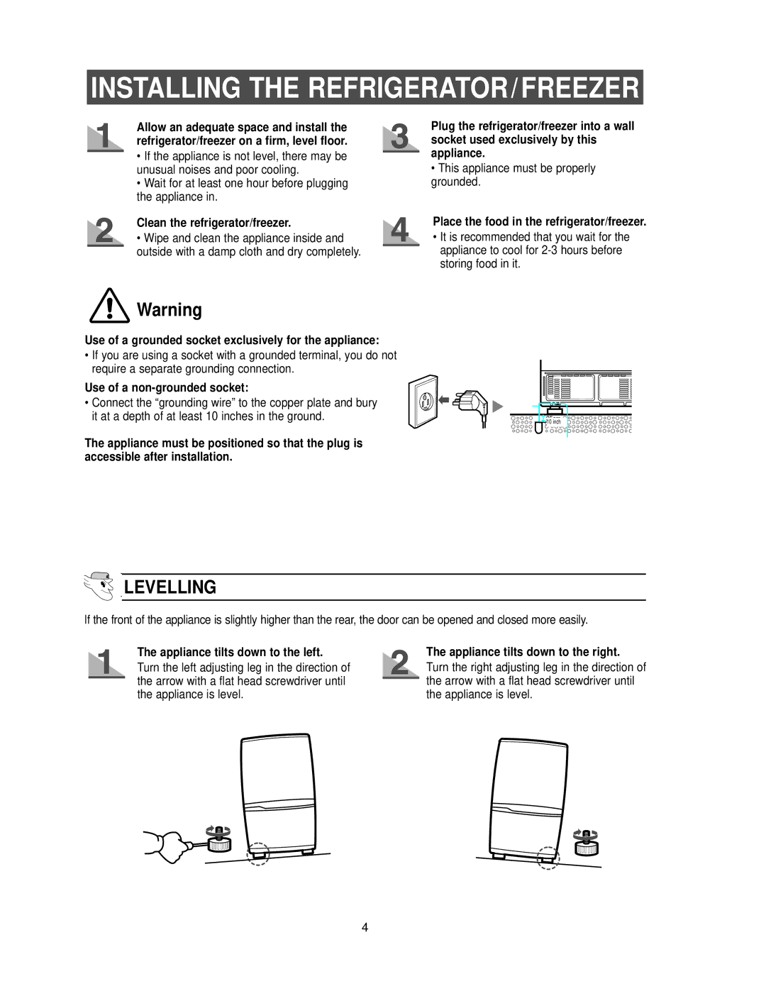 Samsung RB2055SL owner manual Installing the REFRIGERATOR/FREEZER 