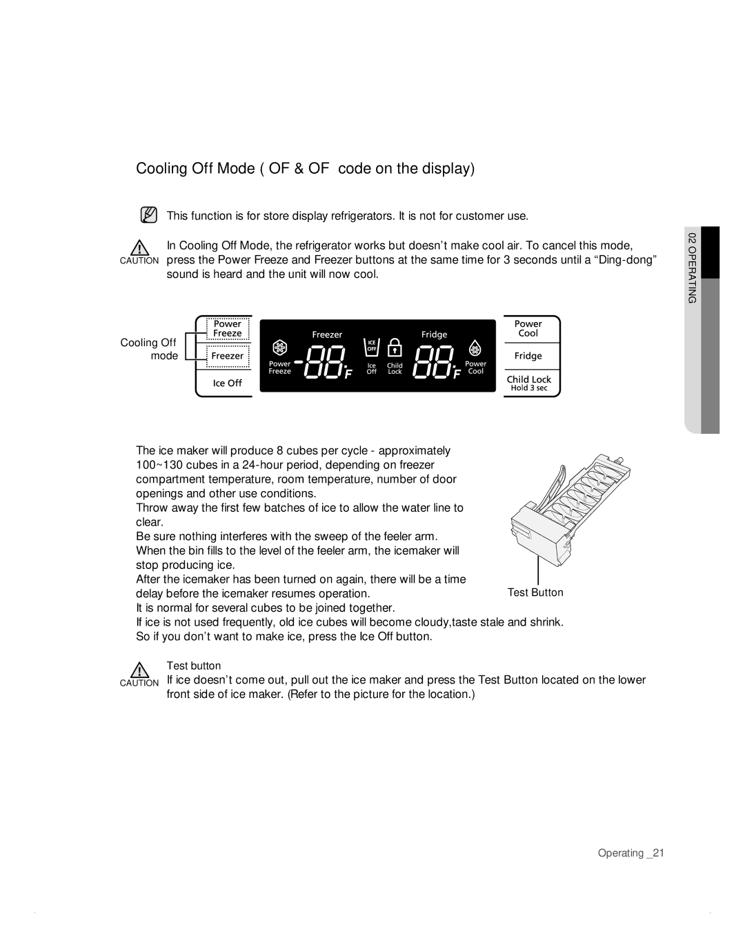 Samsung RB197AB, RB217AB, RB215AB, RB195AB user manual Cooling Off Mode of & of code on the display 