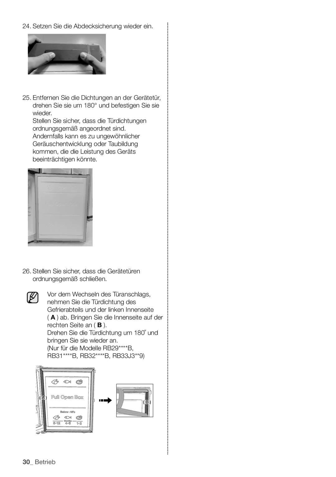 Samsung RB29FERNCSS/EF, RB29HER2CSA/EF, RB29FERNCSA/EF, RB29HSR2DSA/EF, RB29FERNCWW/EF manual Betrieb 