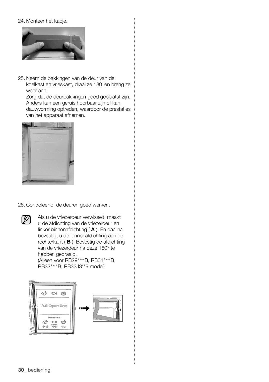 Samsung RB29FERNCSA/EF, RB29FERNCSS/EF, RB29HER2CSA/EF manual Alleen voor RB29****B, RB31****B, RB32****B, RB33J3**9 model 