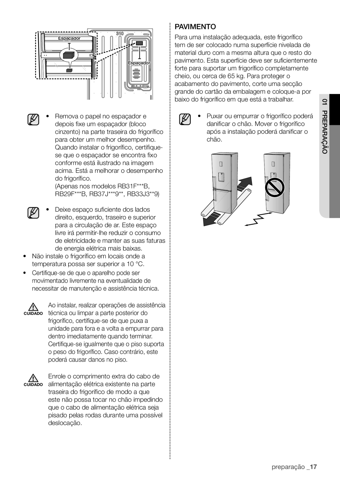 Samsung RB29FERNDSA/ES, RB29HSR2DSA/EF, RB29FERNCWW/EF, RB29HSR2DSA/EG, RB29HER2CSA/ES, RB29FEJNCSA/ES manual Espaçador 