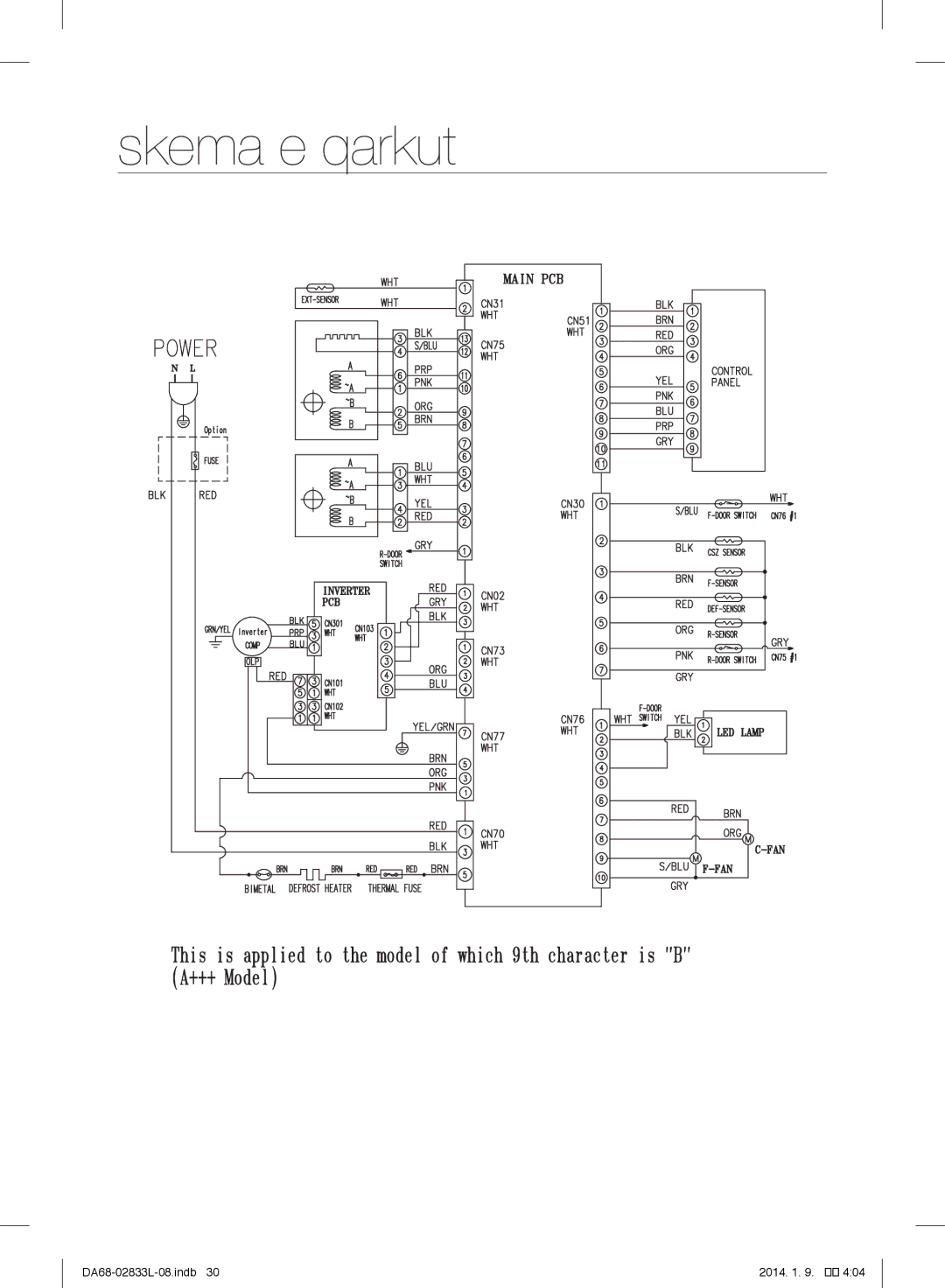 Samsung RB29FSRNDSA/EF, RB31FEJNCSS/EF, RB31FSRNDSA/EF, RB31FSRNDSS/EF, RB31FEJNDSS/EF, RB31FDRNDSA/EF manual Skema e qarkut 