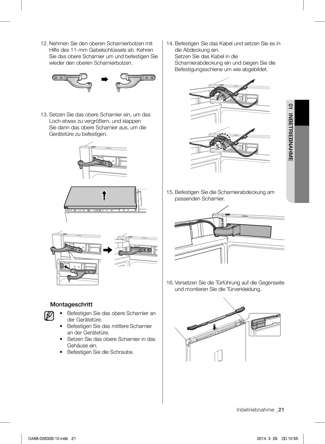 Samsung RB31HSR2DWW/EF, RB31FERNBWW/EF, RB31FEJNBWW/EF, RB29HSR2DWW/EF, RB29FERNCSA/EF, RB31HSR2DSA/EF manual Montageschritt 