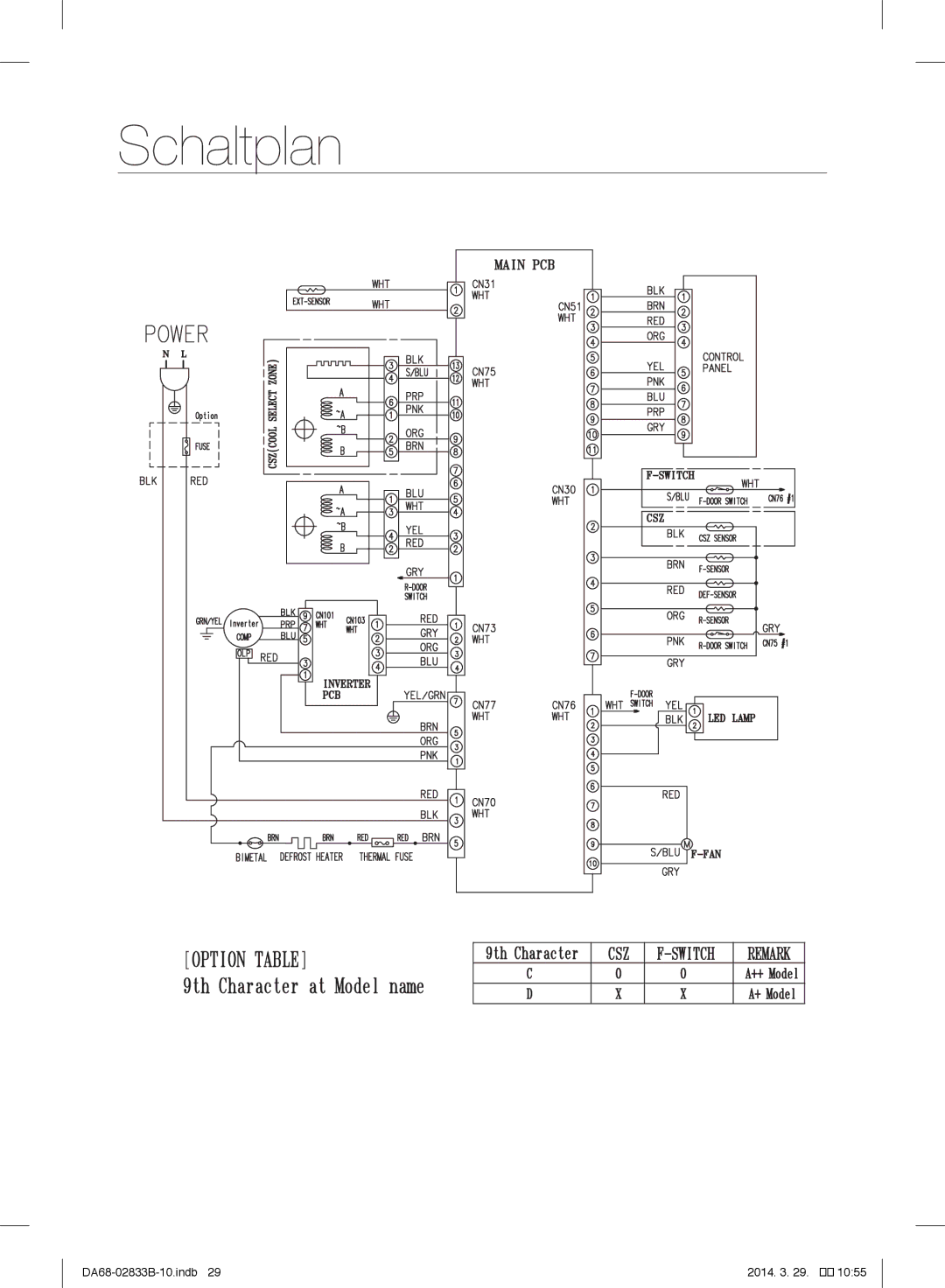 Samsung RB29FEJNCSA/EF, RB31FERNBWW/EF, RB31FEJNBWW/EF, RB29HSR2DWW/EF, RB29FERNCSA/EF, RB31HSR2DSA/EF manual Schaltplan 