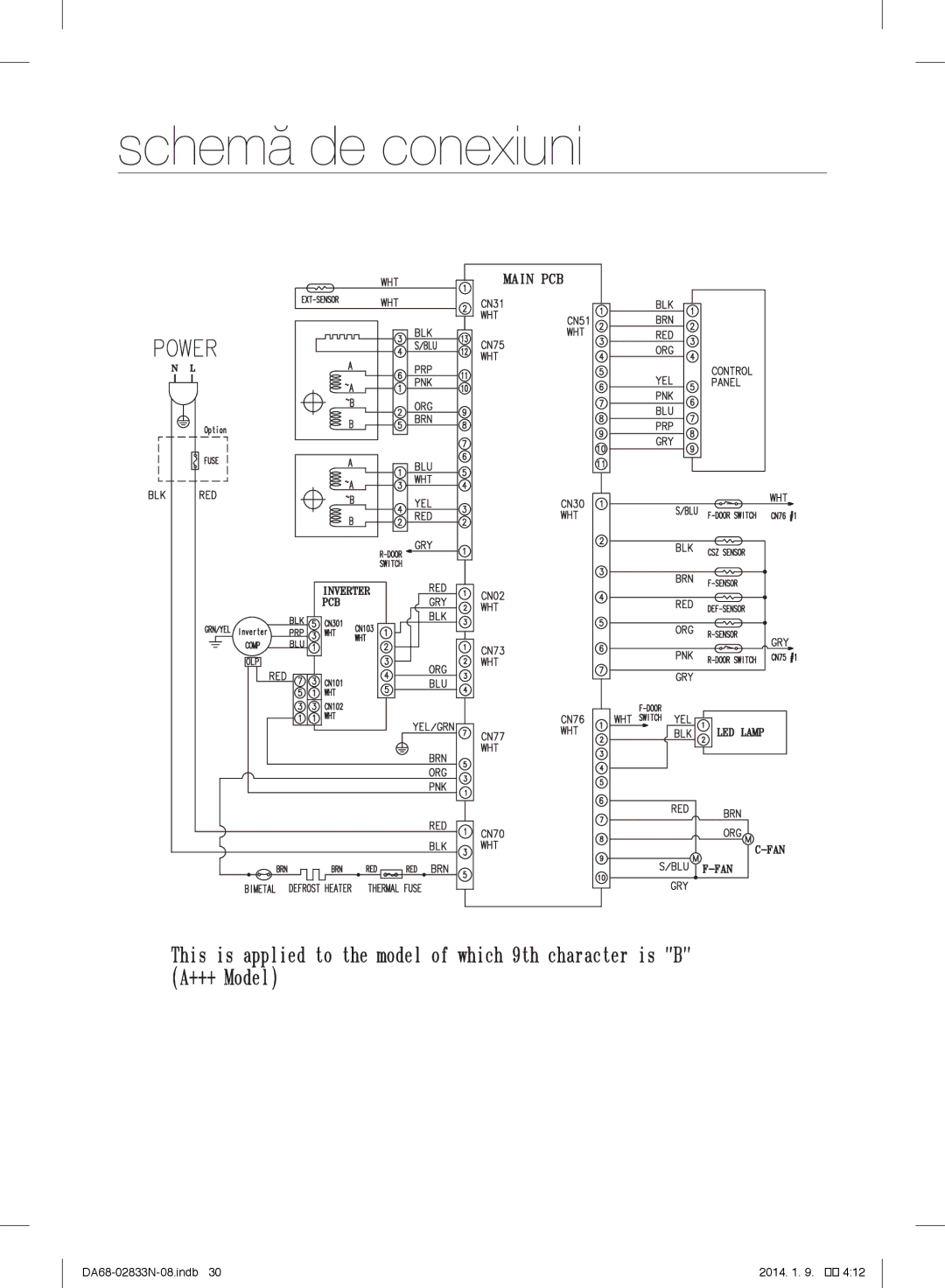 Samsung RB29FSRNDWW/EF, RB31FERNDEF/EF, RB33J3030SA/EF, RB31FDRNDSA/EF, RB29FERNDSA/EF, RB29FDRNDSA/EF Schemă de conexiuni 