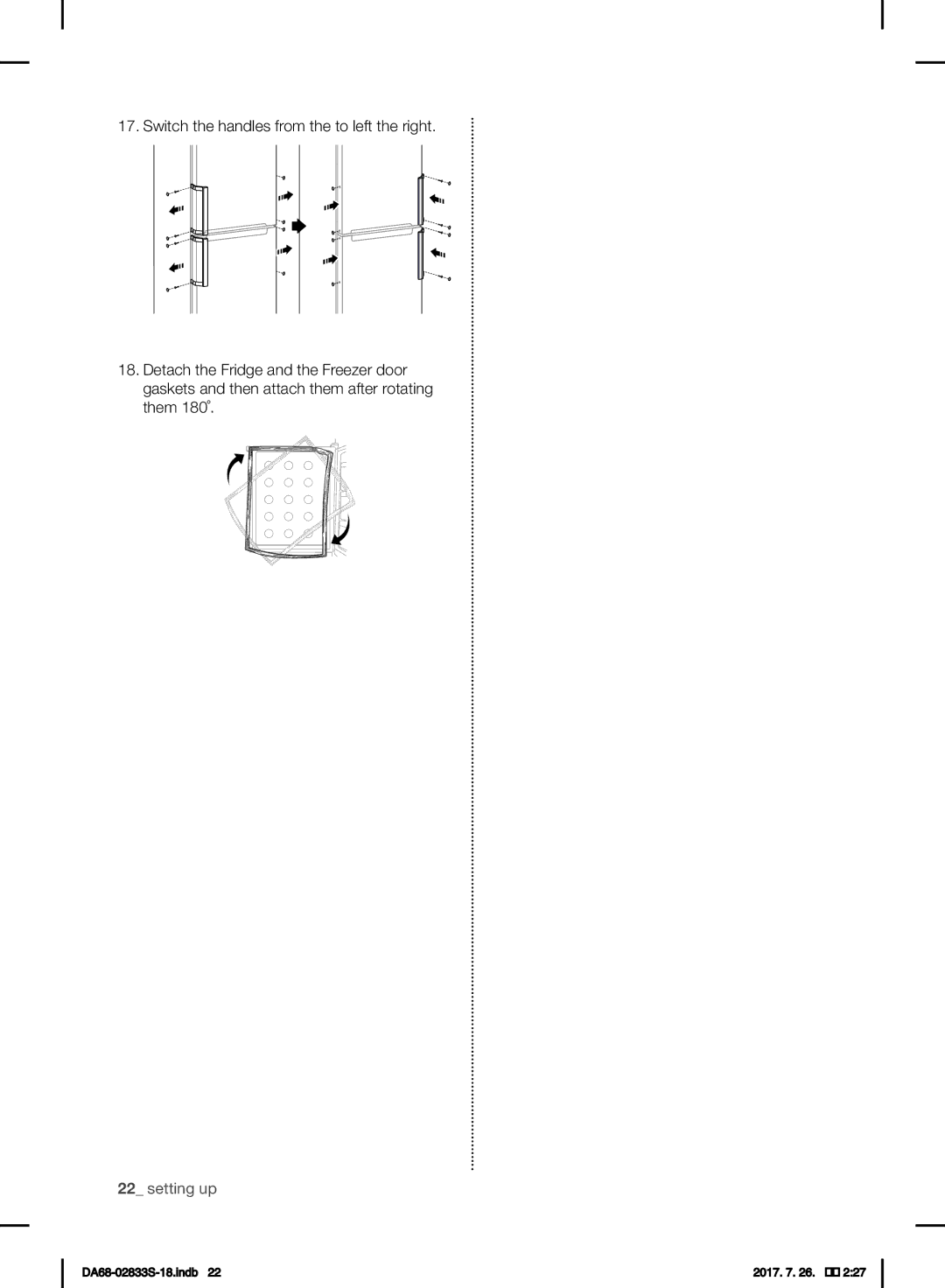 Samsung RB31FERNDWW/EL, RB31FSRNDSS/EF, RB31FDRNDSA/EF, RB31HSR2DSA/EF, RB29FSRNDWW/EF, RB29FERNDWW/EF manual Setting up 