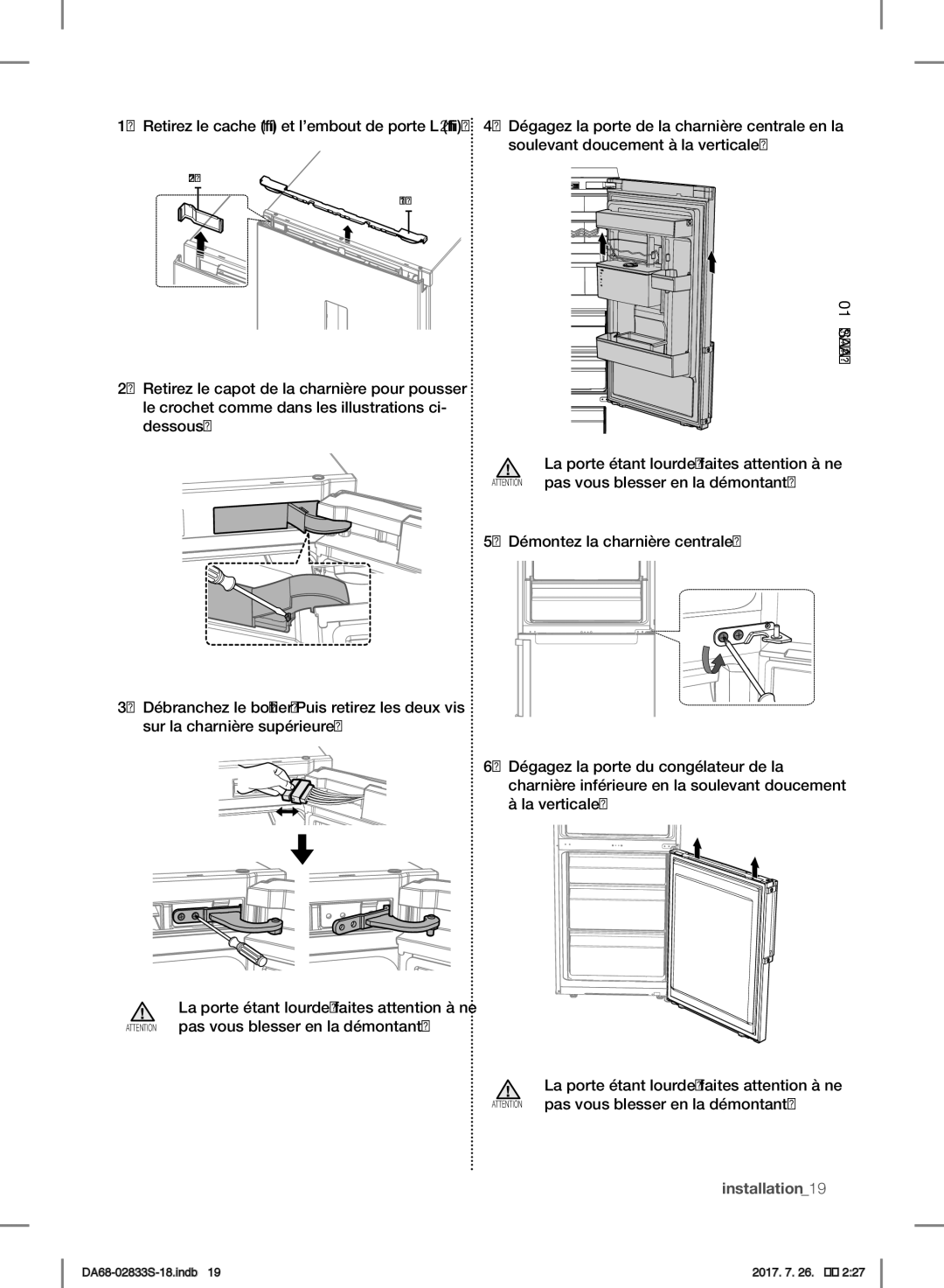 Samsung RB31FDRNDSA/EF, RB31FSRNDSS/EF, RB31HSR2DSA/EF, RB29FSRNDWW/EF, RB29FERNDWW/EF, RB33J3200SA/EK manual Installation 