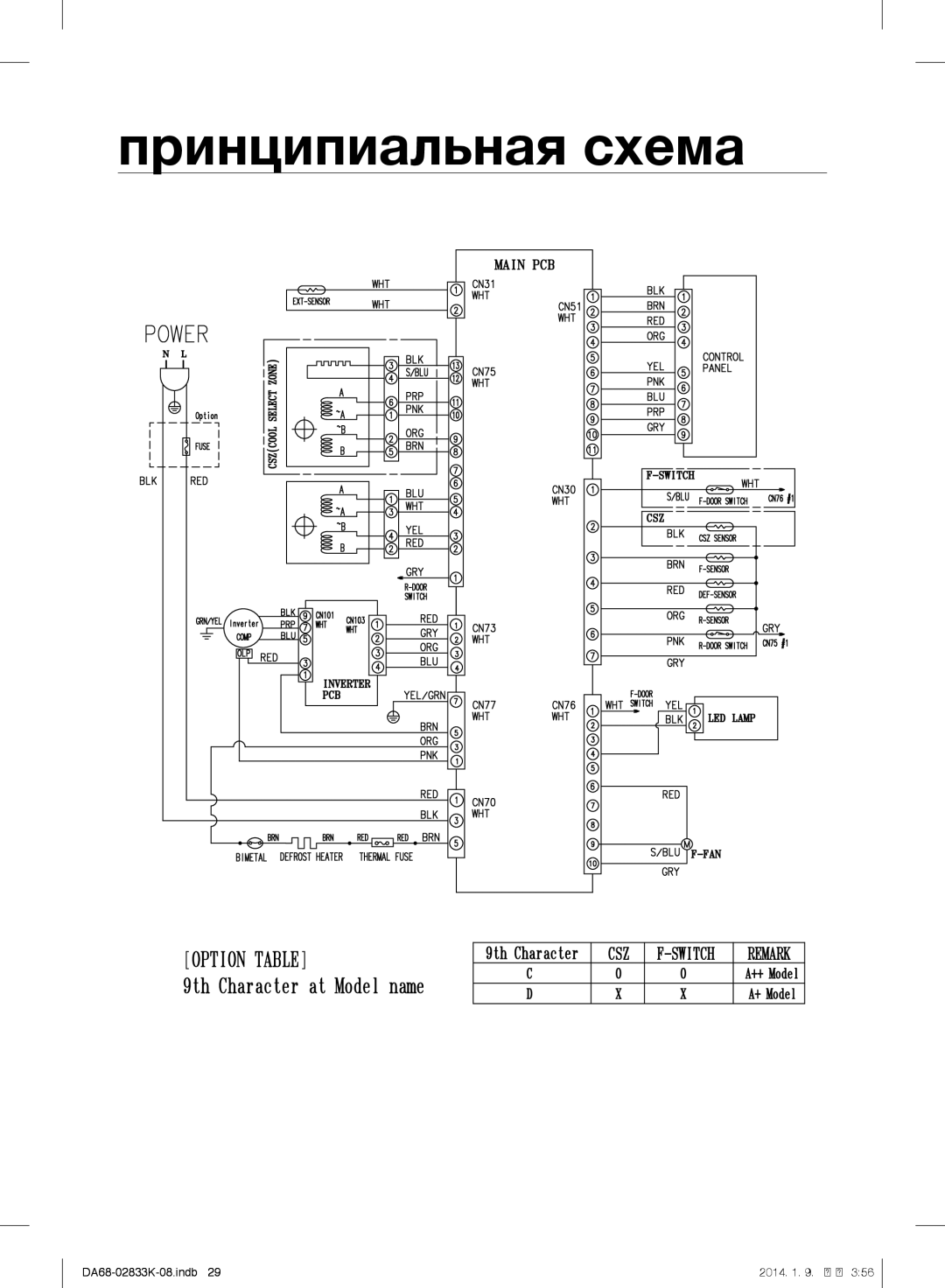 Samsung RB29FSRNDEF/EF, RB31HER2BSA/EF, RB31FSRNDSS/EF, RB31FERNDEF/EF, RB33J3030SA/EF, RB33J3230BC/EF Принципиальная схема 