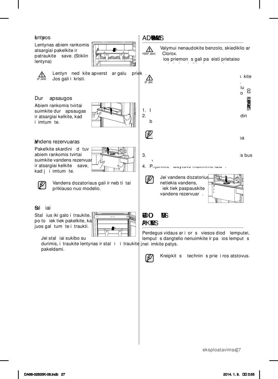 Samsung RB33J3400WW/WT, RB31HER2BSA/EF, RB29FSRNDEF/EF, RB31FSRNDSS/EF Šaldytuvo Valymas, Šviesos Diodų Lemputės Pakeitimas 