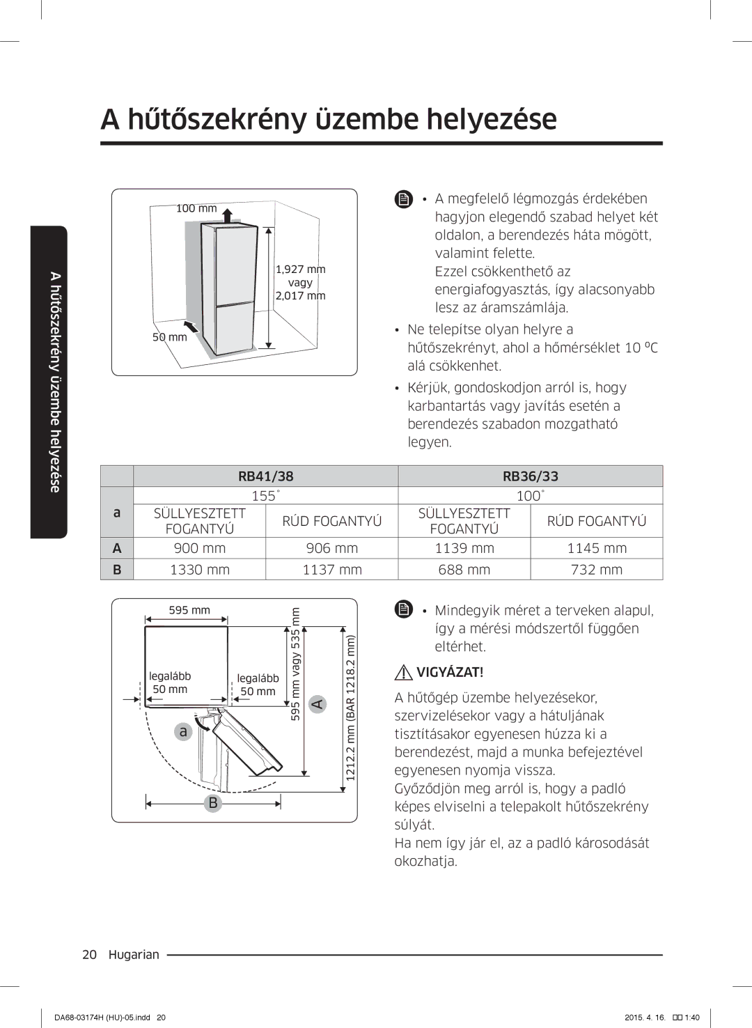 Samsung RB33J3830SA/EF, RB37J5925SS/EF, RB33J3030SA/EF, RB33J3030WW/EF, RB33J3230BC/EF manual RÚD Fogantyú 