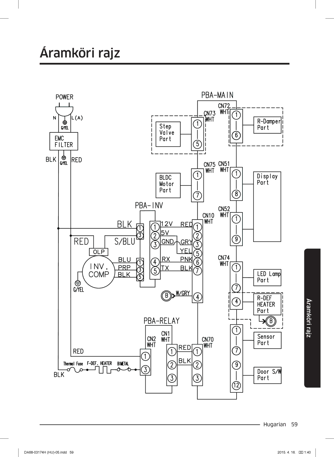 Samsung RB33J3230BC/EF, RB33J3830SA/EF, RB37J5925SS/EF, RB33J3030SA/EF, RB33J3030WW/EF manual Áramköri rajz 