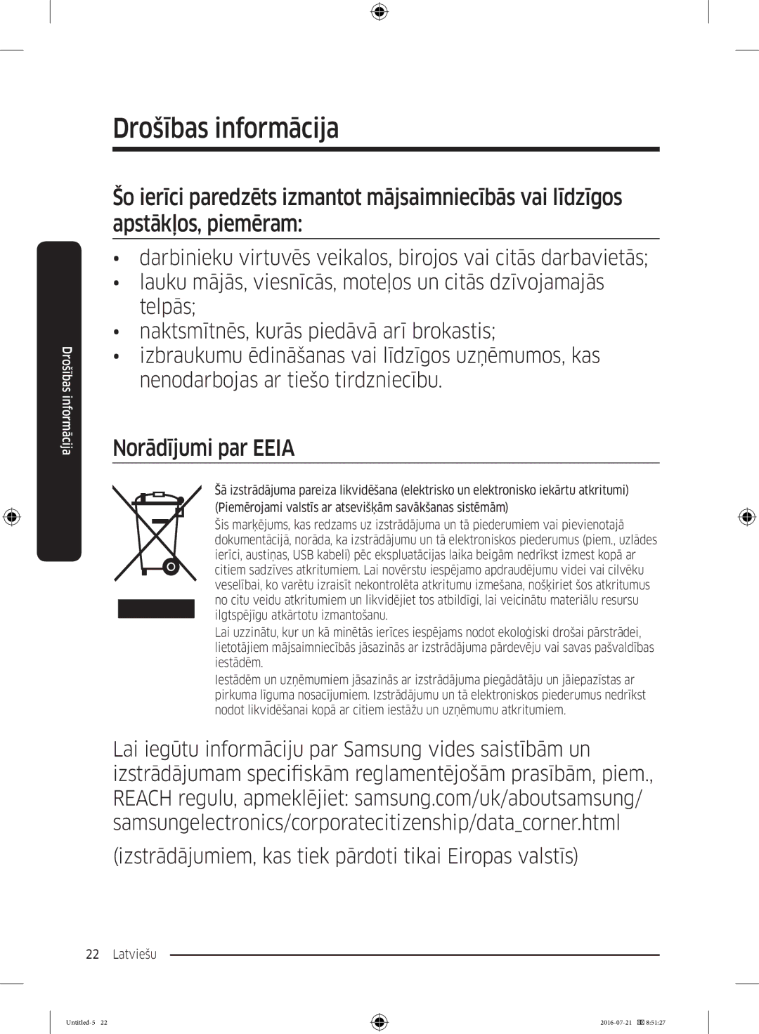 Samsung RB34K6232SS/EF, RB34K6032SS/EF, RB37K63611L/EF, RB37K63632C/EF manual Norādījumi par Eeia 