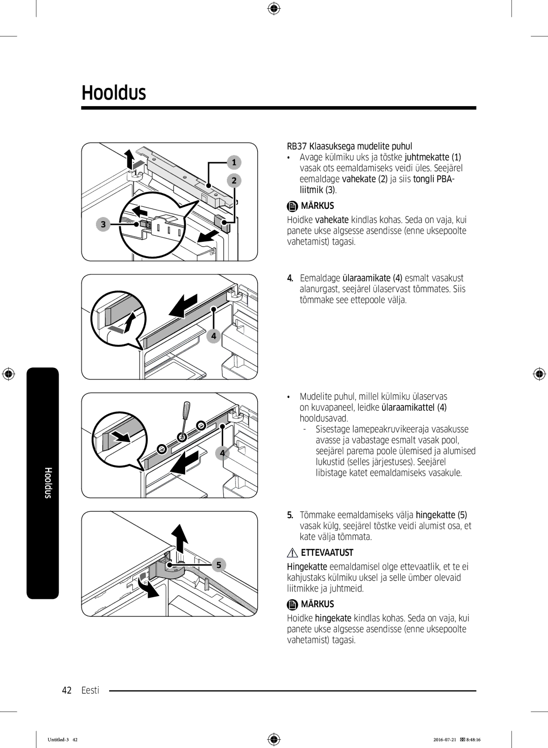 Samsung RB34K6232SS/EF, RB34K6032SS/EF, RB37K63611L/EF, RB37K63632C/EF manual Märkus 