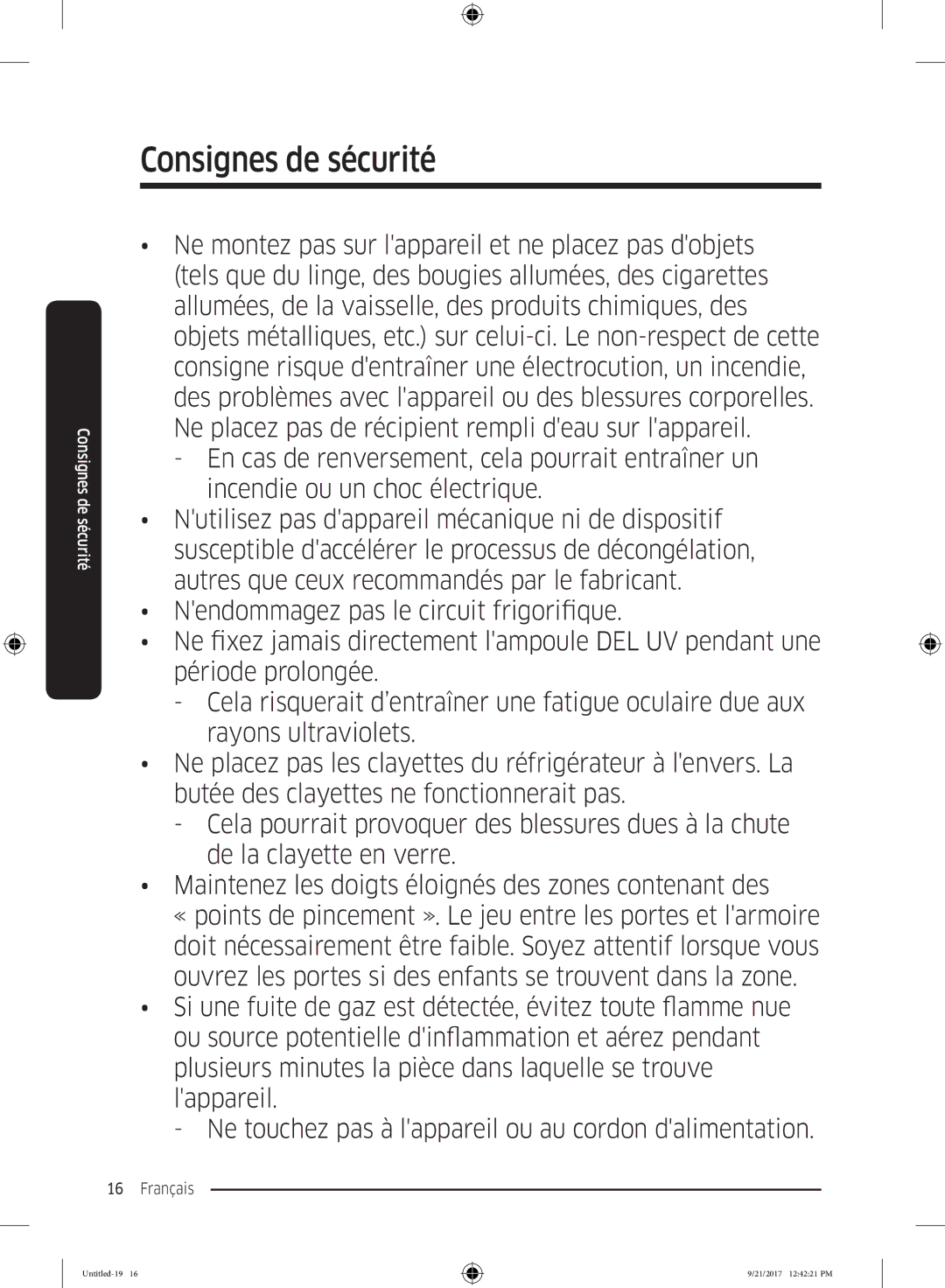 Samsung RB34K6100SS/EF, RB34K6032SS/EF manual Consignes de sécurité 