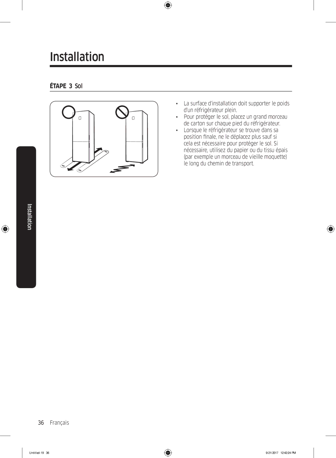 Samsung RB34K6100SS/EF, RB34K6032SS/EF manual Étape 3 Sol 