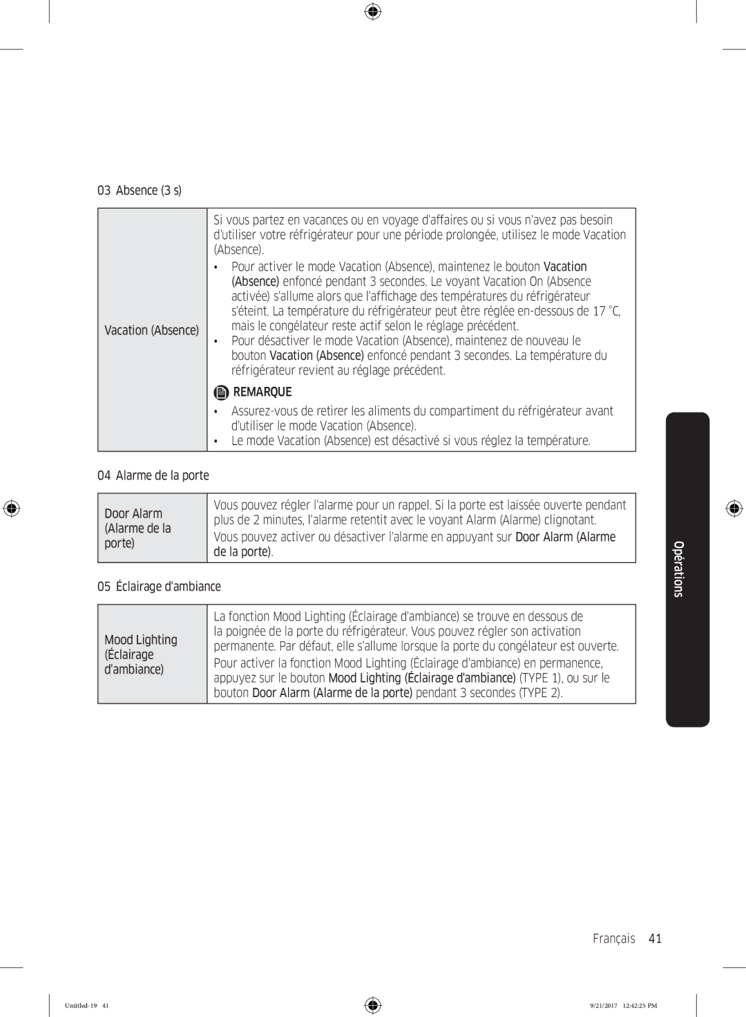 Samsung RB34K6032SS/EF manual Absence 3 s, Mais le congélateur reste actif selon le réglage précédent, Alarme de la, Porte 