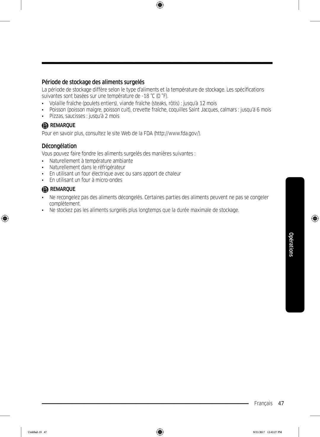 Samsung RB34K6032SS/EF, RB34K6100SS/EF manual Période de stockage des aliments surgelés, Décongélation 