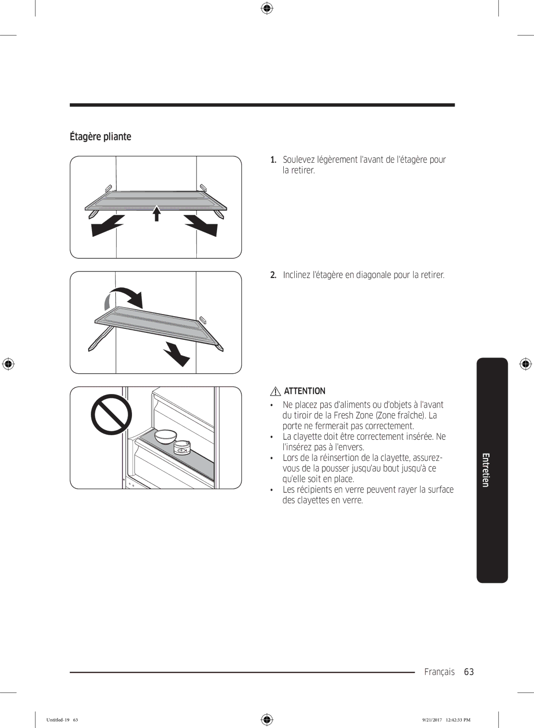 Samsung RB34K6032SS/EF, RB34K6100SS/EF manual Étagère pliante 