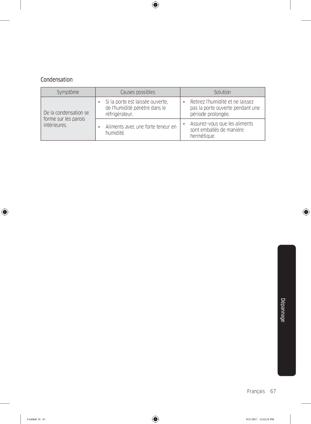 Samsung RB34K6032SS/EF, RB34K6100SS/EF manual Condensation, Sont emballés de manière, Humidité, Hermétique 