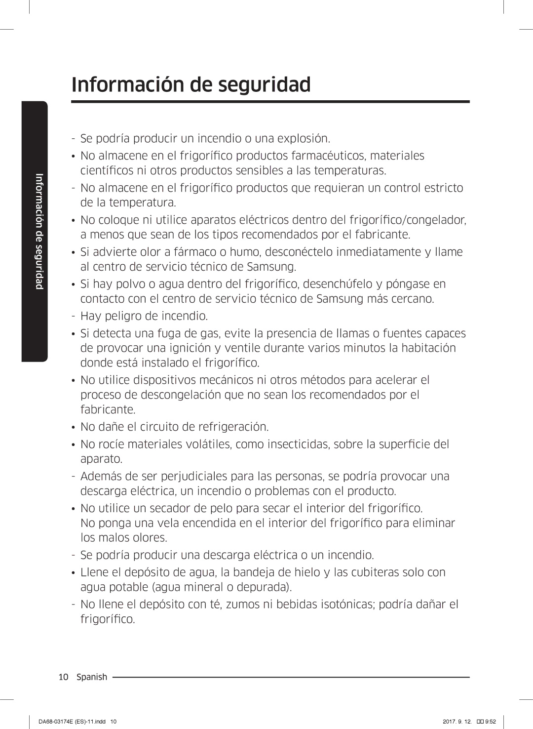 Samsung RB41J7799S4/EF, RB36J8799S4/EF, RB41J7835SR/EF manual Información de seguridad 