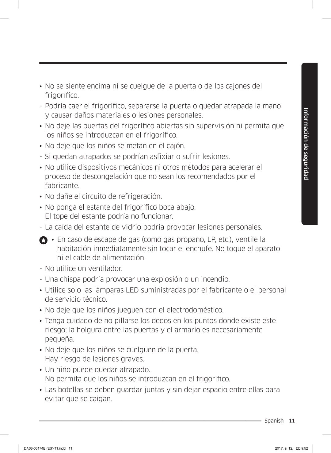 Samsung RB41J7835SR/EF, RB36J8799S4/EF, RB41J7799S4/EF manual Información de seguridad 