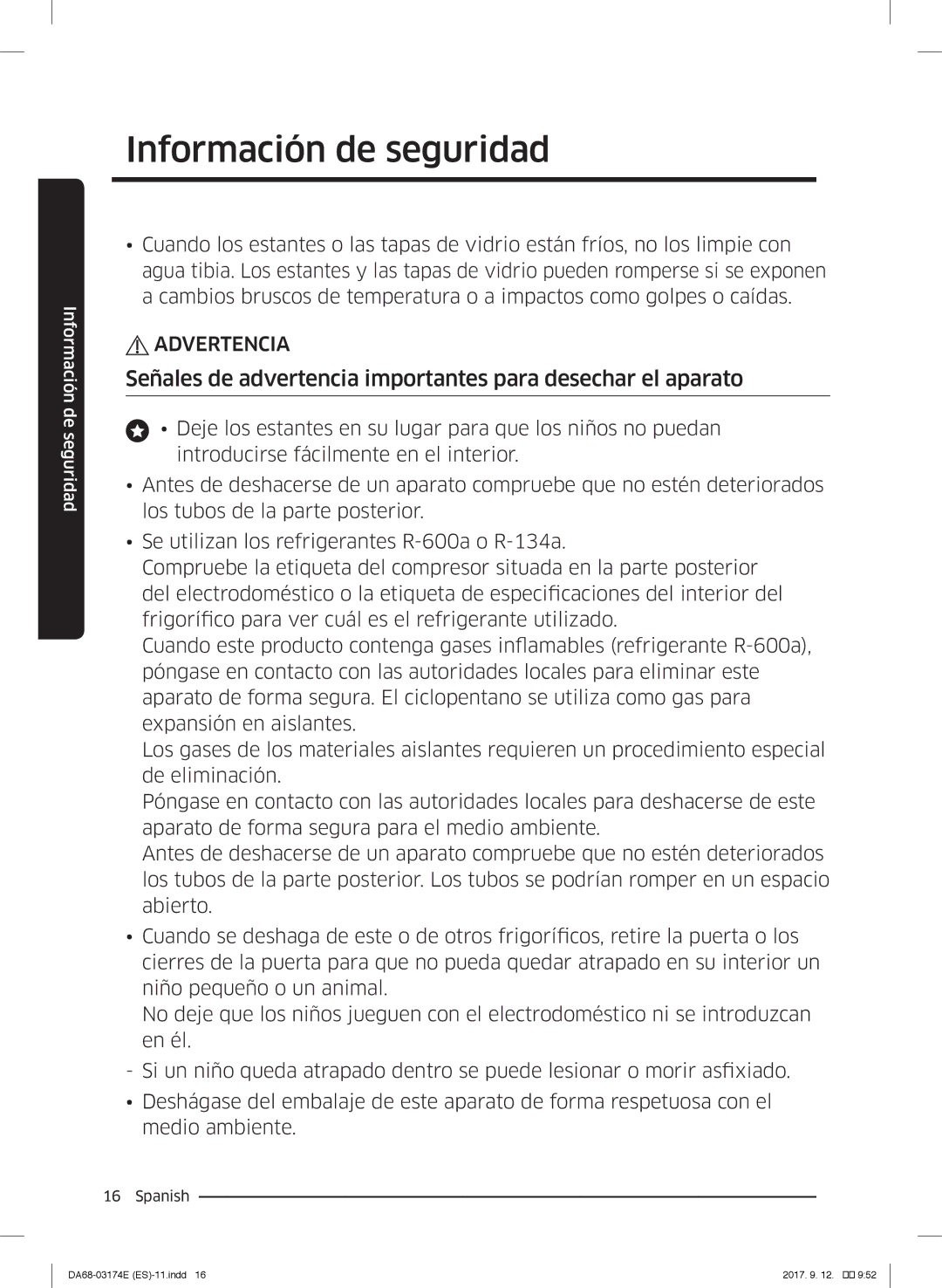 Samsung RB41J7799S4/EF, RB36J8799S4/EF, RB41J7835SR/EF manual Señales de advertencia importantes para desechar el aparato 