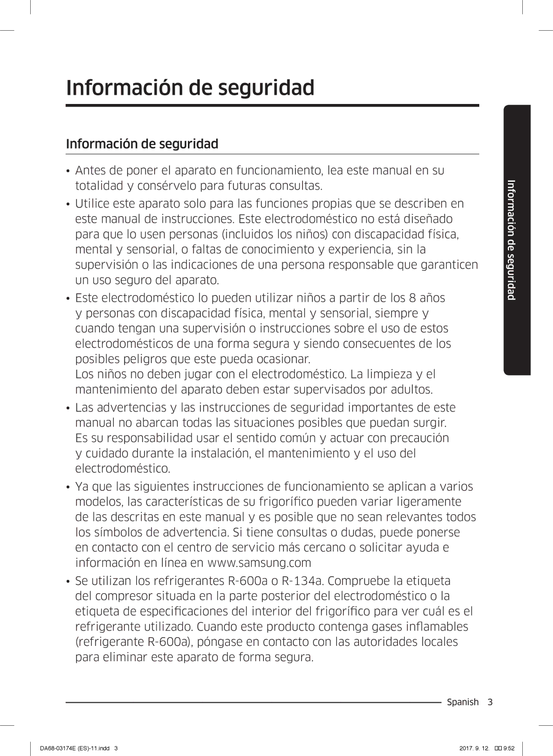 Samsung RB36J8799S4/EF, RB41J7799S4/EF, RB41J7835SR/EF manual Información de seguridad 