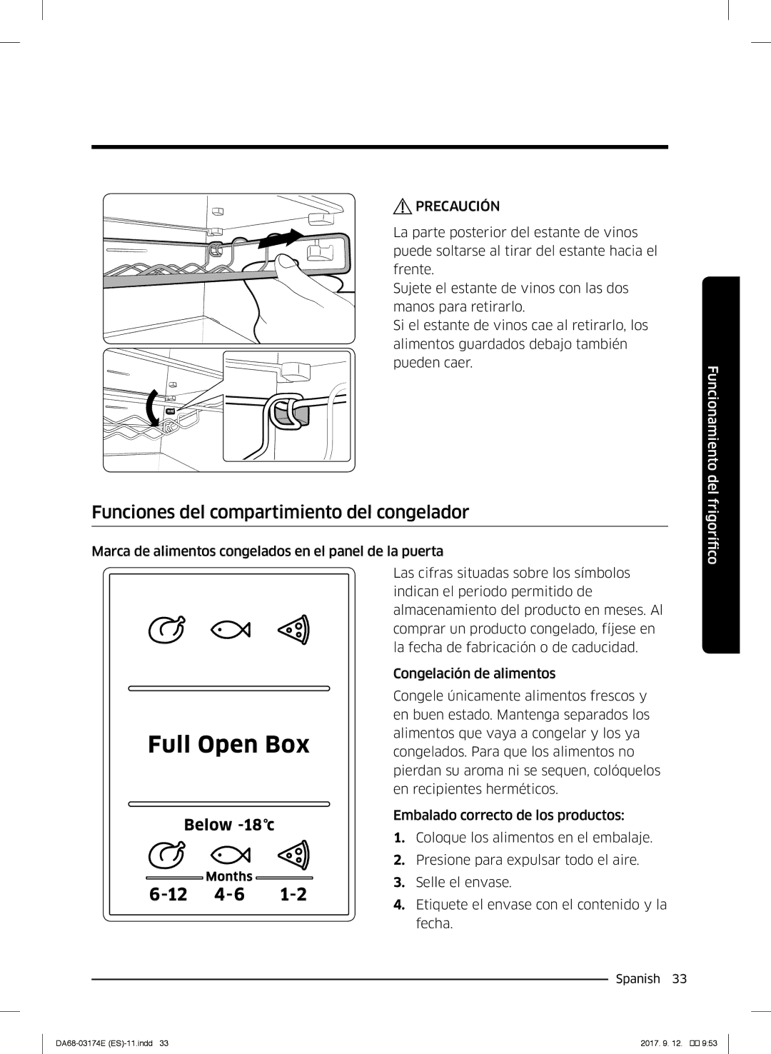 Samsung RB36J8799S4/EF, RB41J7799S4/EF, RB41J7835SR/EF manual Funciones del compartimiento del congelador 