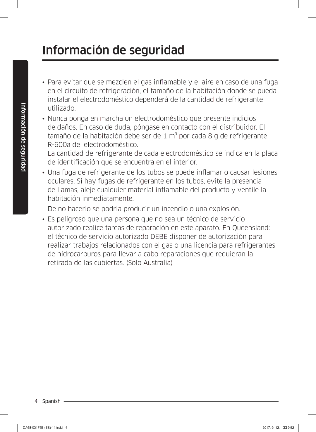 Samsung RB41J7799S4/EF, RB36J8799S4/EF, RB41J7835SR/EF manual Información de seguridad 