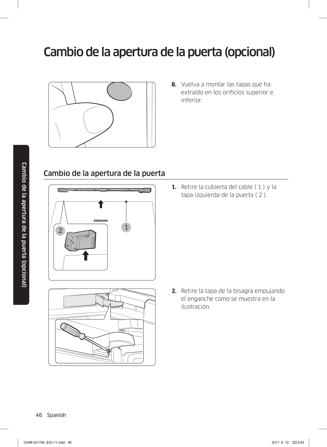 Samsung RB41J7799S4/EF, RB36J8799S4/EF, RB41J7835SR/EF manual Cambio de la apertura de la puerta 