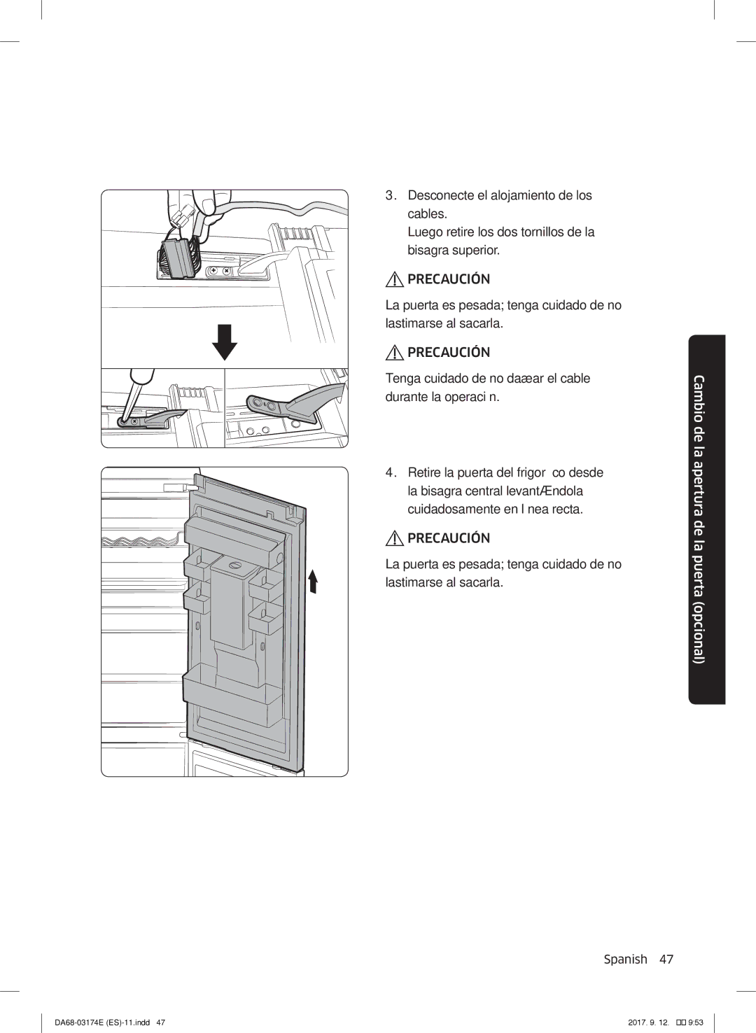 Samsung RB41J7835SR/EF, RB36J8799S4/EF, RB41J7799S4/EF manual Precaución 