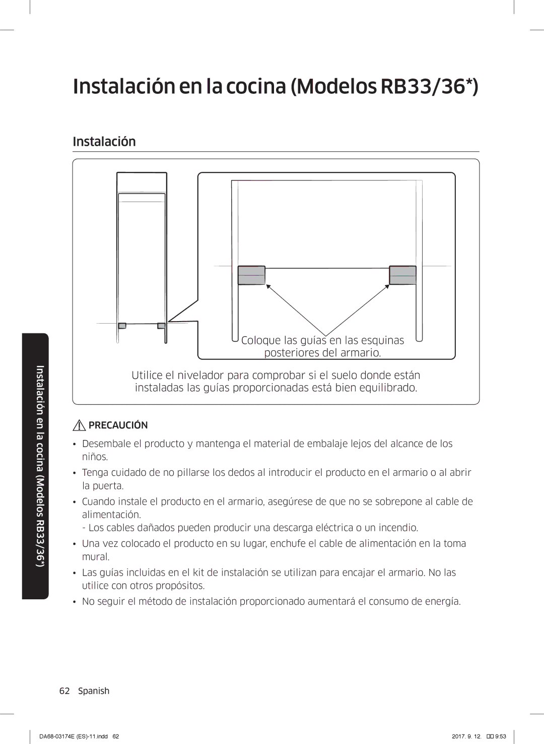 Samsung RB41J7835SR/EF, RB36J8799S4/EF, RB41J7799S4/EF manual Instalación 