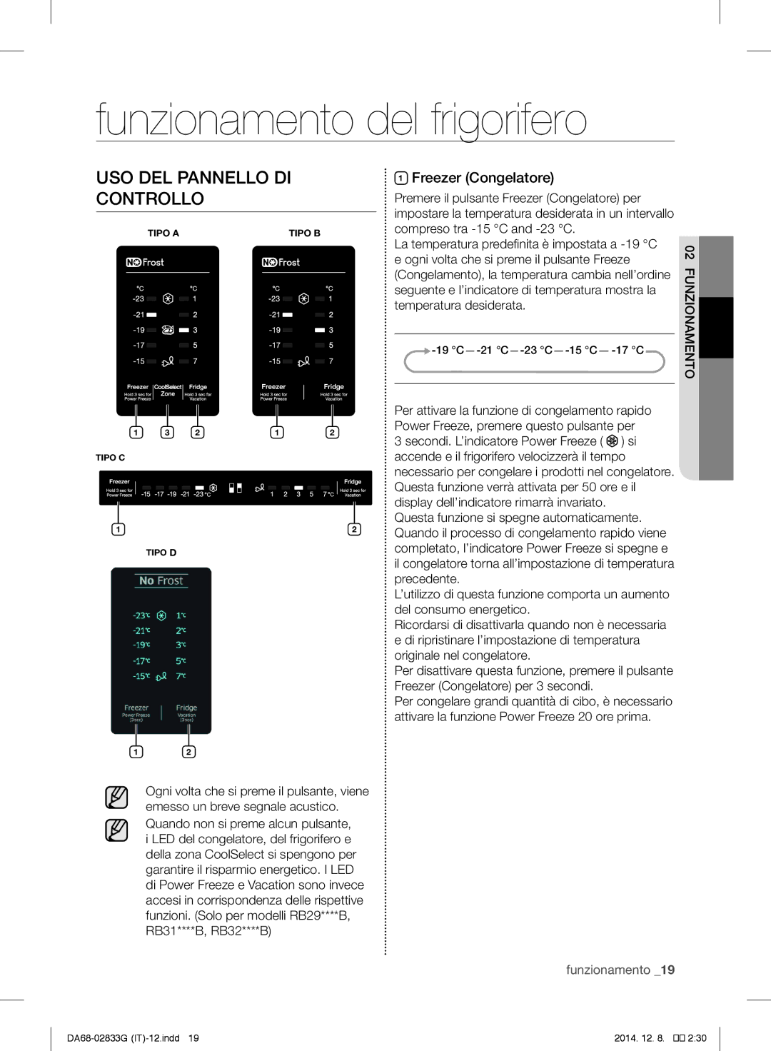 Samsung RB37J5315EF/EF, RB37J5315SS/EF manual Freezer Congelatore 