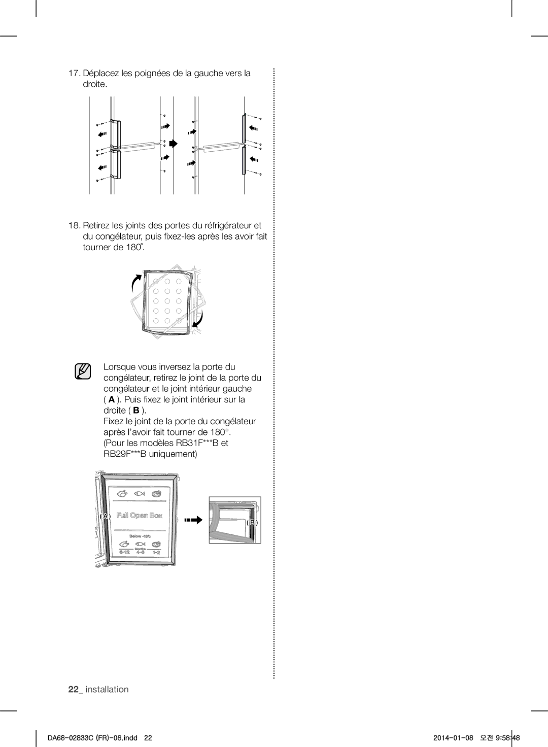 Samsung RB33J3205WW/EF, RB37J5325SS/EF, RB31FWJNDWW/EF, RB31FERNBWW/EF, RB29HSR2DWW/EF, RB29FERNCSA/EF manual Installation 