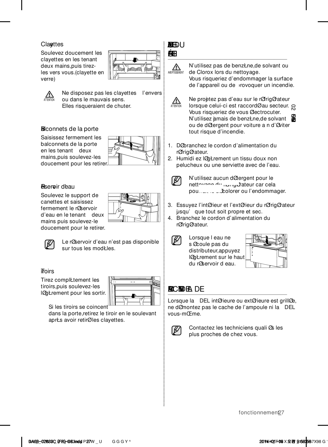 Samsung RB31FERNCSA/EF, RB37J5325SS/EF, RB31FWJNDWW/EF, RB31FERNBWW/EF Nettoyage DU Réfrigérateur, Remplacement DE LA DEL 