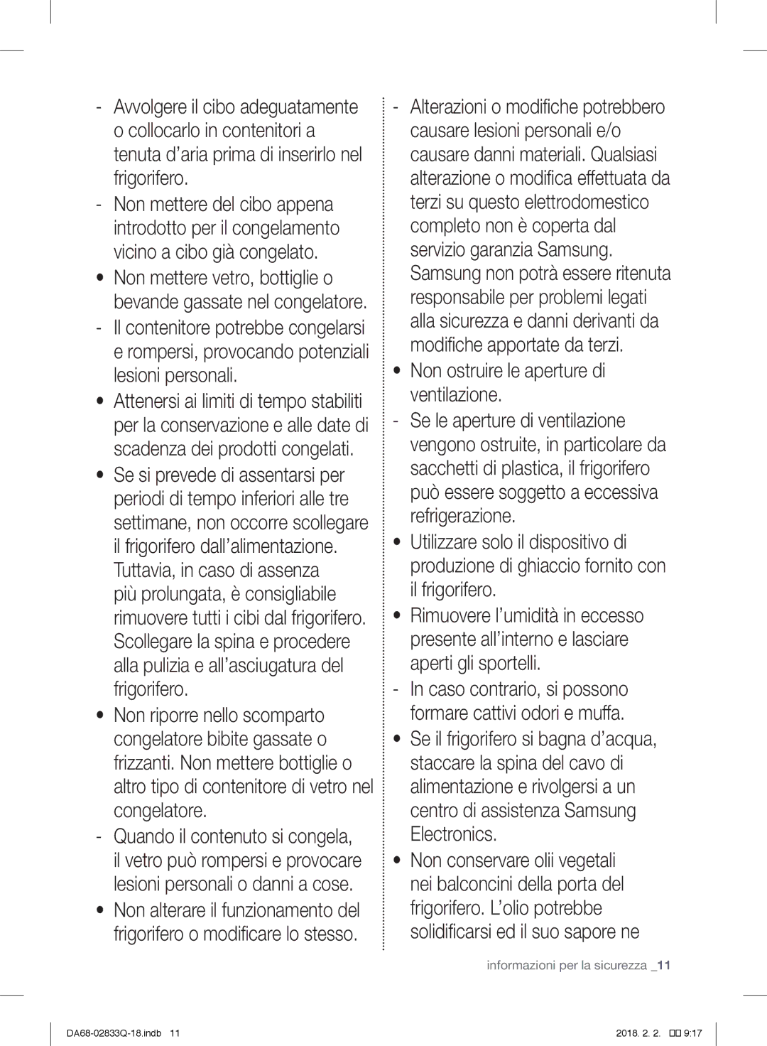 Samsung RB29FERNCSA/EG, RB37J5345SS/EF, RB37J5005SA/EF, RB31FEJNCSS/EF, RB37J5349SL/EF manual Informazioni per la sicurezza 