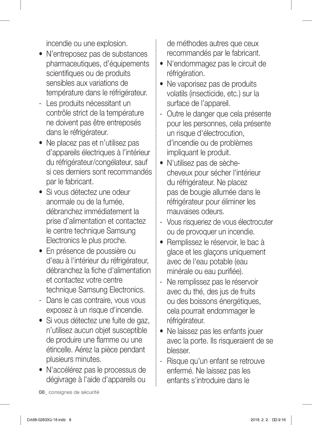 Samsung RB29FERNCSA/EG, RB37J5345SS/EF manual Incendie ou une explosion, Nendommagez pas le circuit de réfrigération 