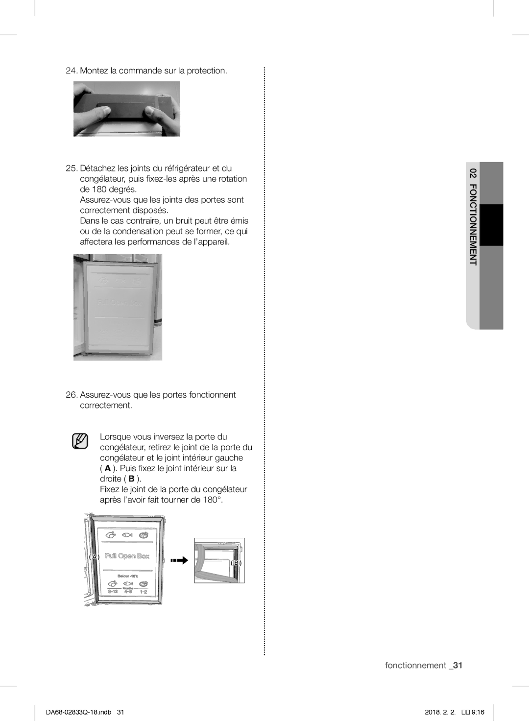 Samsung RB29FERNCSA/EF, RB37J5345SS/EF, RB37J5005SA/EF, RB31FEJNCSS/EF Assurez-vous que les portes fonctionnent correctement 