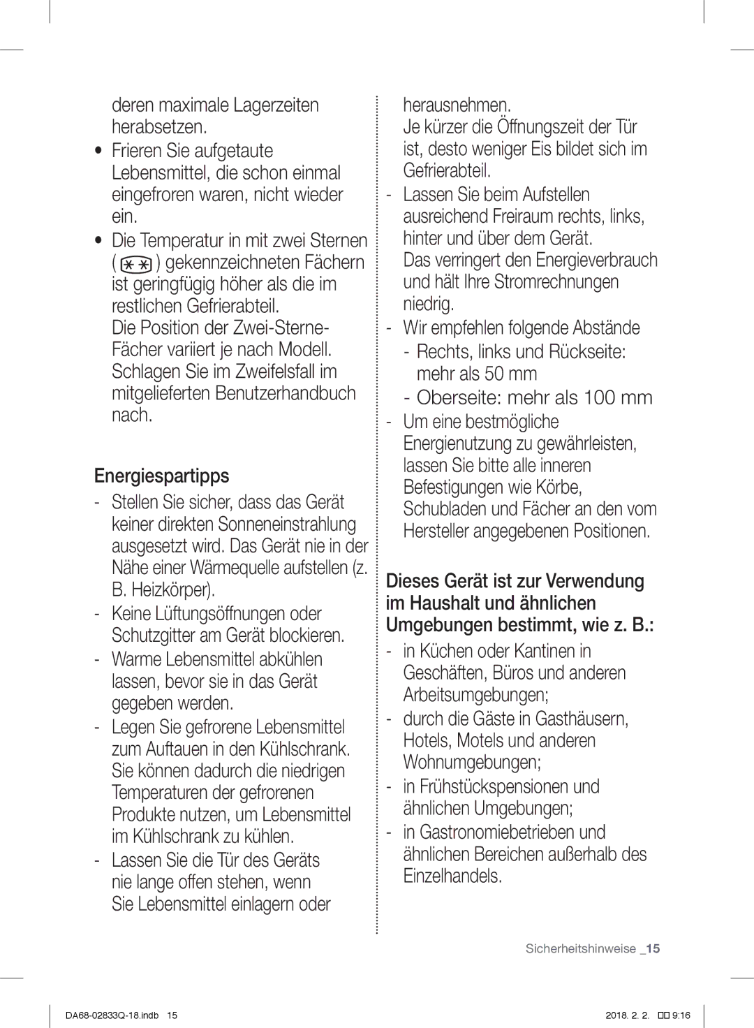 Samsung RB29FEJNBSA/EF, RB37J5345SS/EF manual Energiespartipps, Wir empfehlen folgende Abstände, Oberseite mehr als 100 mm 