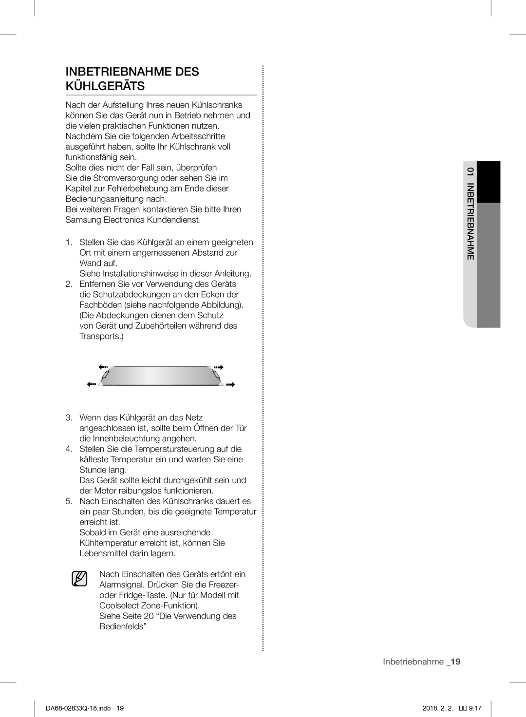 Samsung RB37J5005SA/EF, RB37J5345SS/EF, RB31FEJNCSS/EF, RB37J5349SL/EF, RB29FERNDSA/EF manual Inbetriebnahme DES Kühlgeräts 