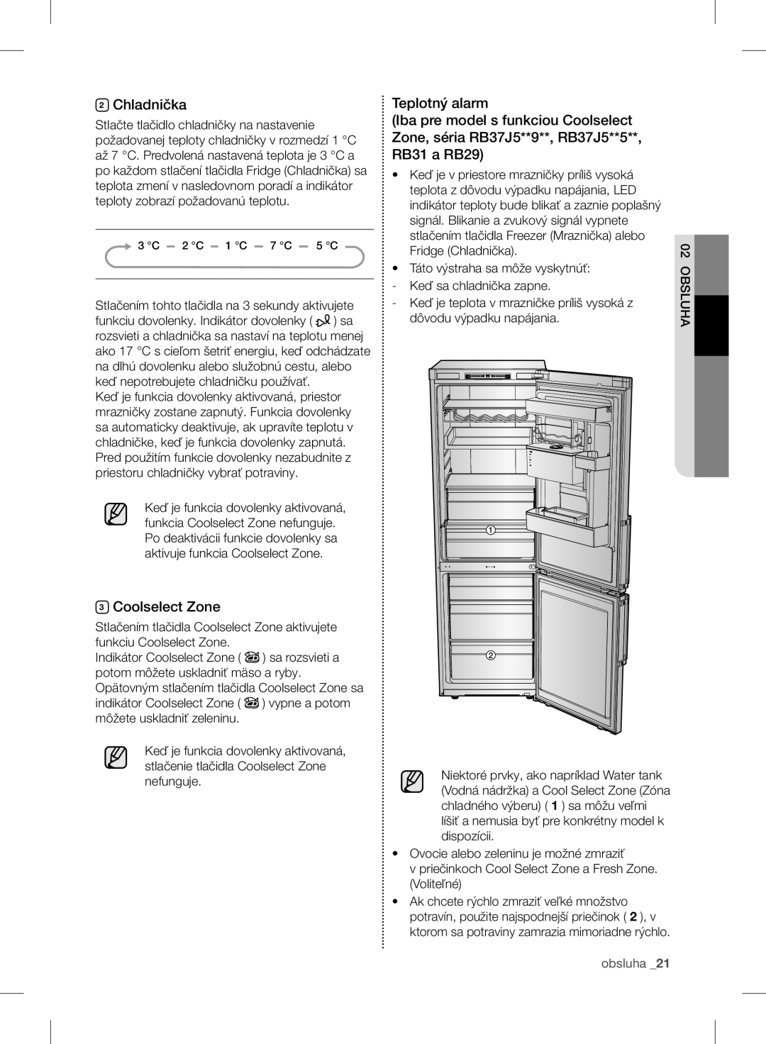 Samsung RB37J5349SL/EF, RB37J5345SS/EF, RB37J5018SA/EF, RB37J5005SA/EF, RB30J3215SA/EF manual Chladnička, Coolselect Zone 