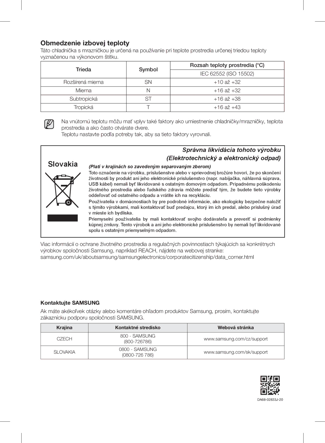 Samsung RB37J5015SS/EF, RB37J5345SS/EF, RB37J5018SA/EF, RB37J5005SA/EF, RB30J3215SA/EF, RB37J5009SA/EF, RB30J3215WW/EF Slovakia 