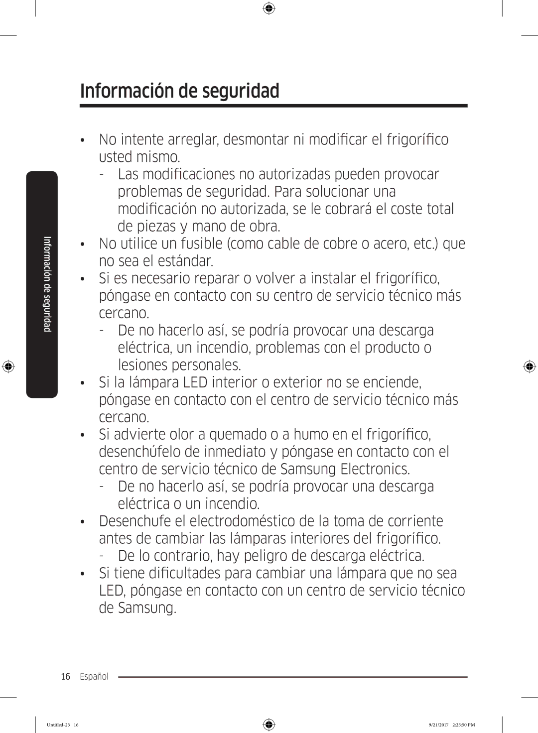 Samsung RB37K6033SS/EF manual Información de seguridad 