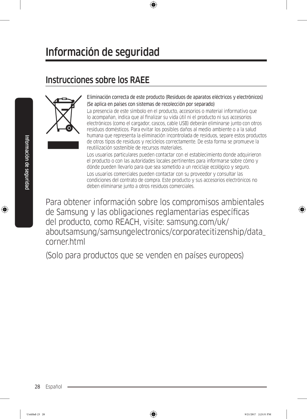 Samsung RB37K6033SS/EF manual Instrucciones sobre los Raee 