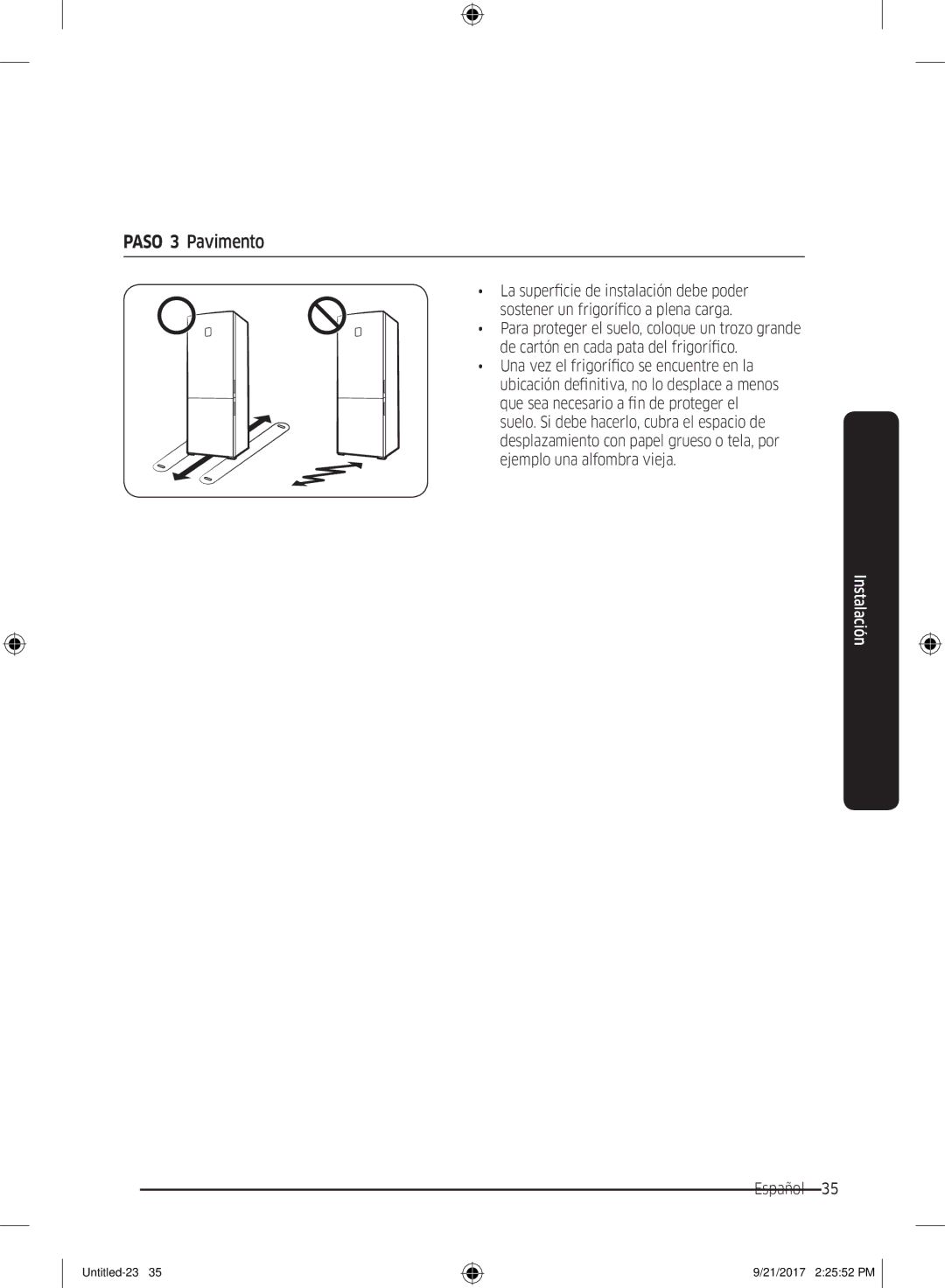 Samsung RB37K6033SS/EF manual Paso 3 Pavimento 