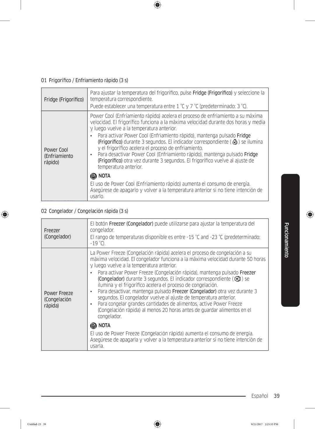 Samsung RB37K6033SS/EF manual Temperatura correspondiente 