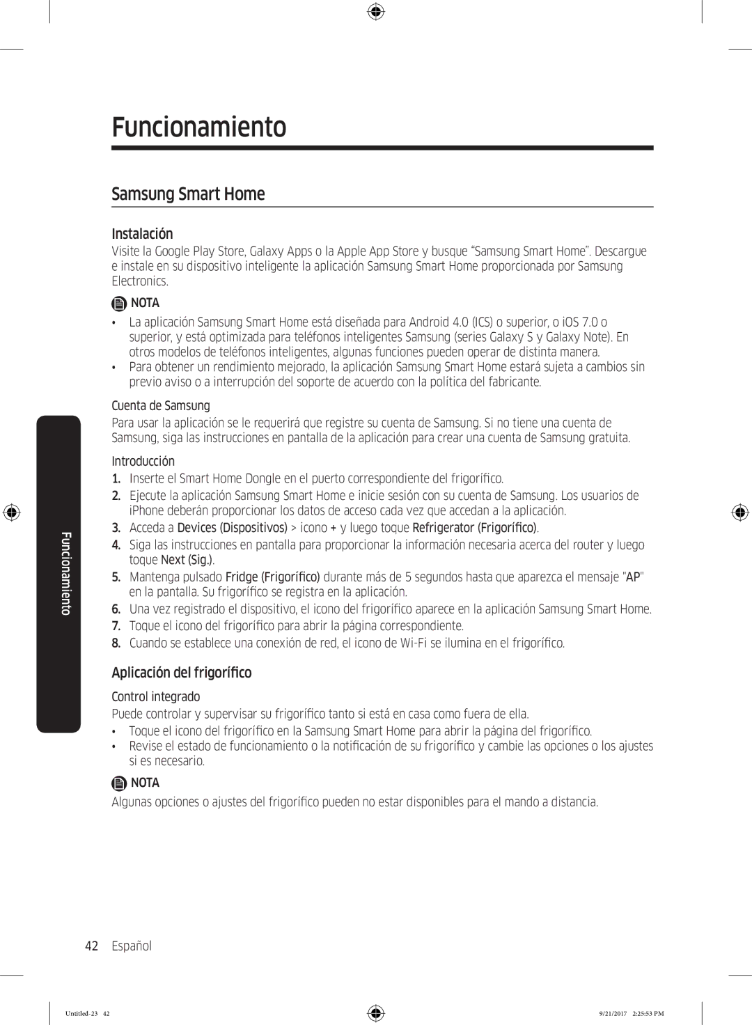 Samsung RB37K6033SS/EF manual Samsung Smart Home, Aplicación del frigorífico 