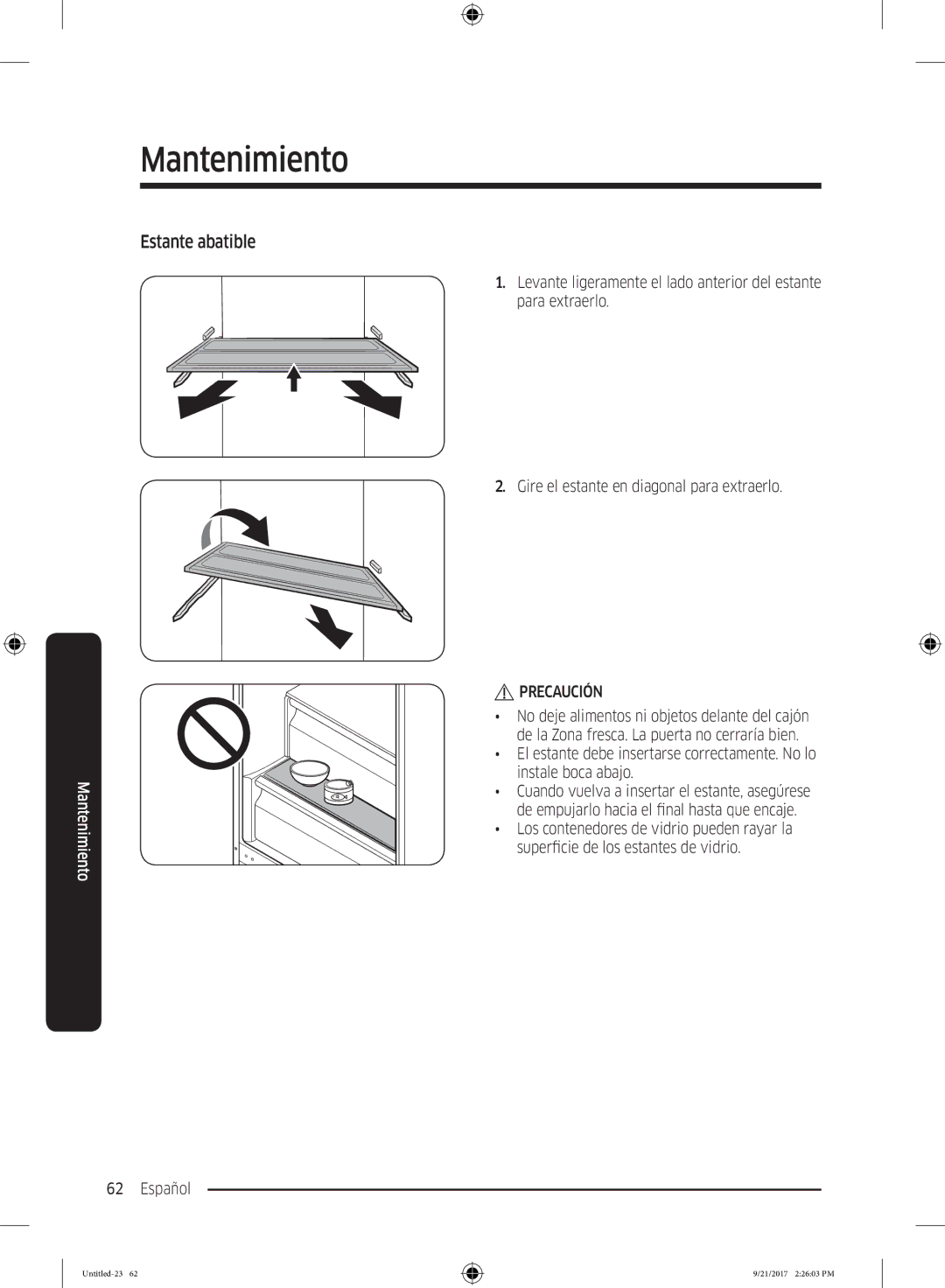 Samsung RB37K6033SS/EF manual Estante abatible 