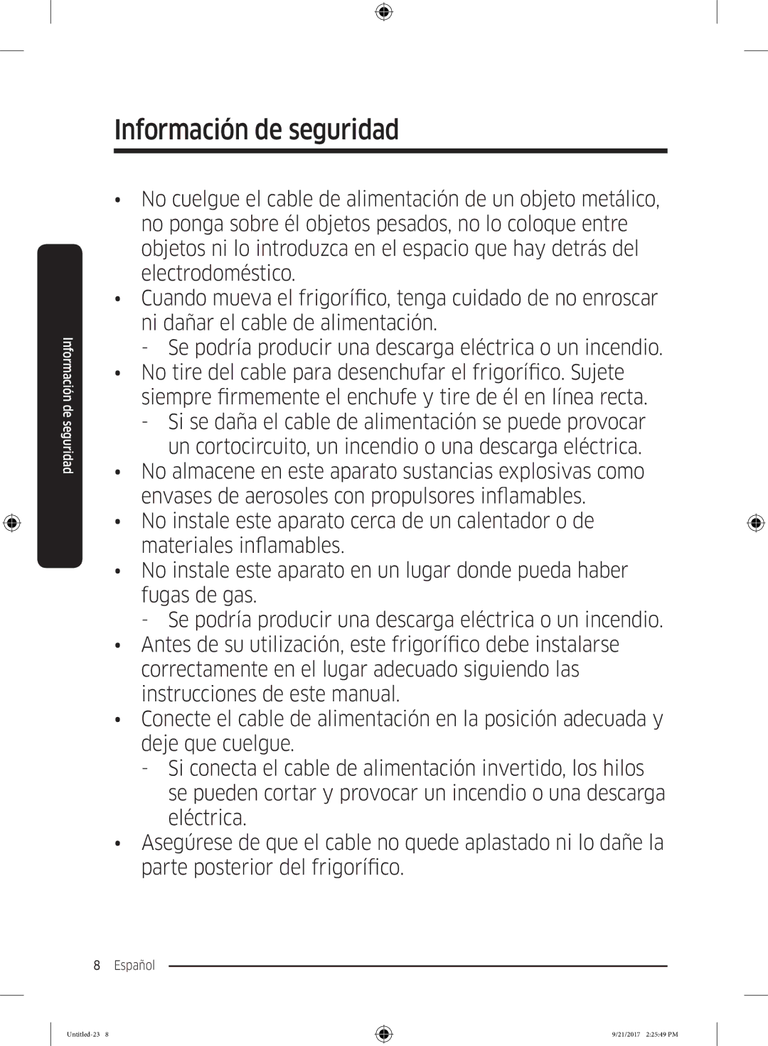 Samsung RB37K6033SS/EF manual Información de seguridad 