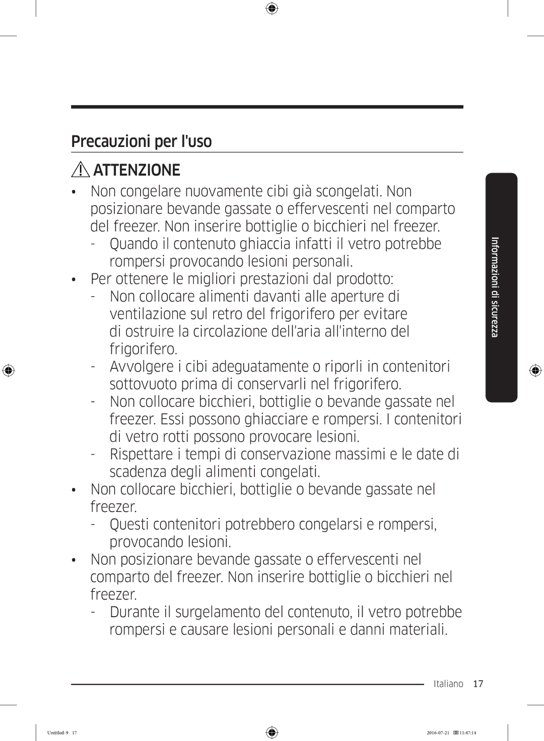 Samsung RB37K63611L/EF, RB37K63612C/EF, RB34K6032SS/EF, RB34K6232SS/EF, RB37K63632C/EF manual Precauzioni per luso 